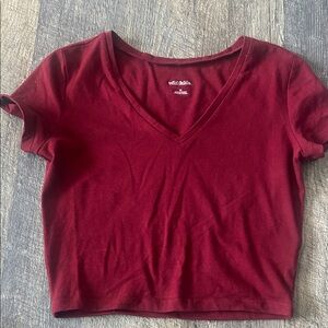 Wild Fable Red Crop Fitted T-Shirt